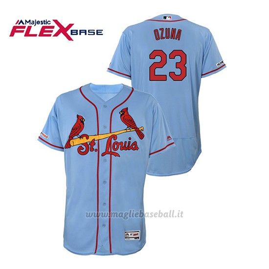 Maglia Baseball Uomo St. Louis Cardinals Marcell Ozuna 150th Aniversario Patch Flex Base Blu